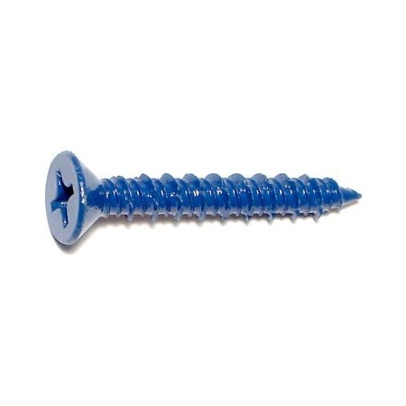 Midwest Fastener Masonry Screw, 1/4" Dia., Flat, 1 3/4 in L, Steel Blue Ruspert, 100 PK 09280